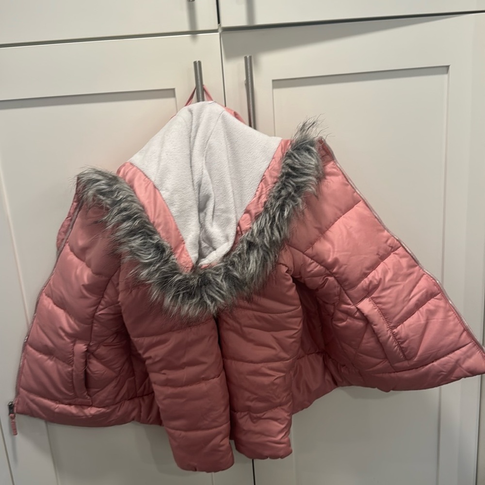 Pink Toddler Coat with faux Fur and hood